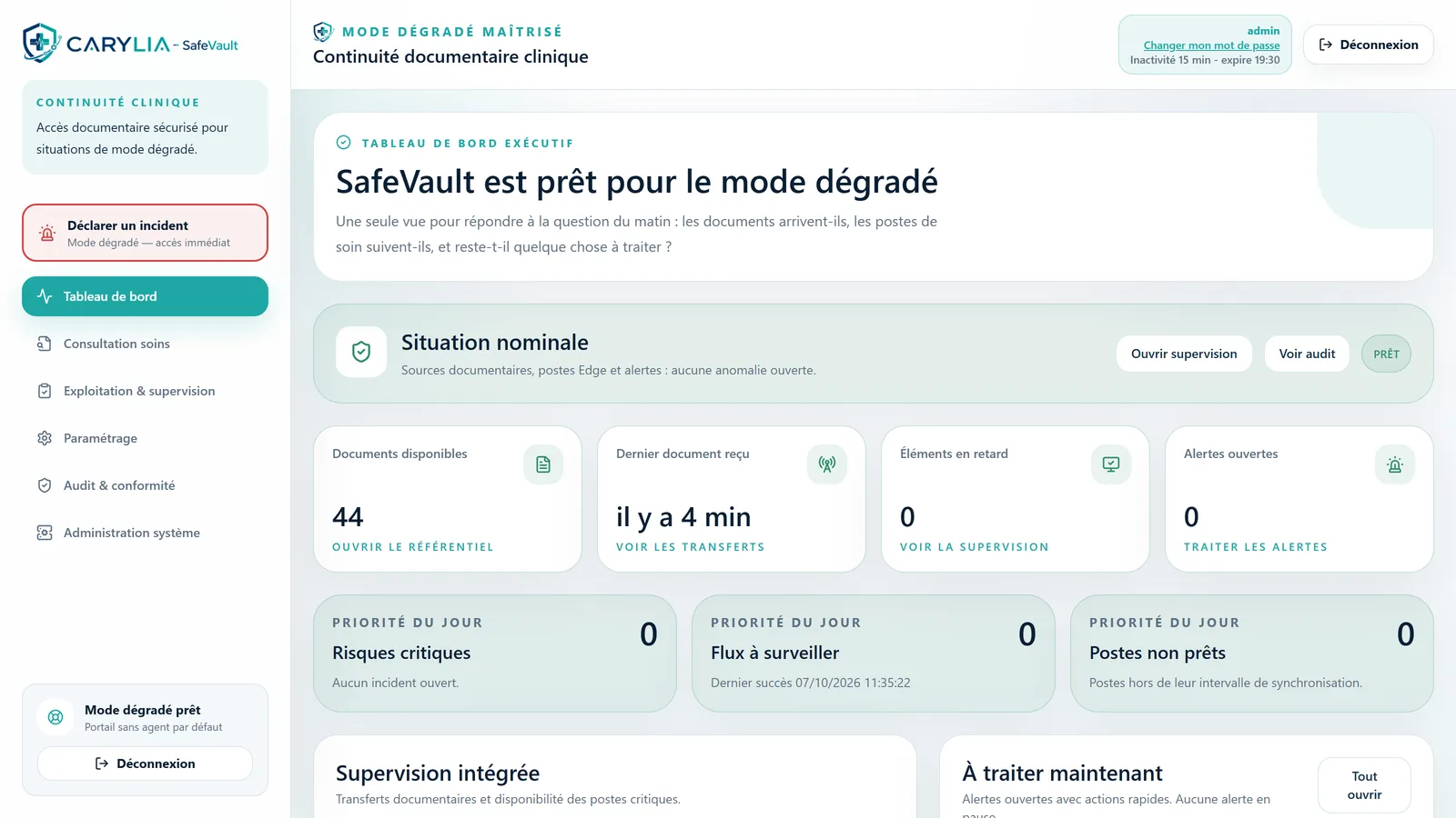 Tableau de bord — La question du matin, en un écran : les documents arrivent-ils, les postes suivent-ils, reste-t-il quelque chose à traiter ?